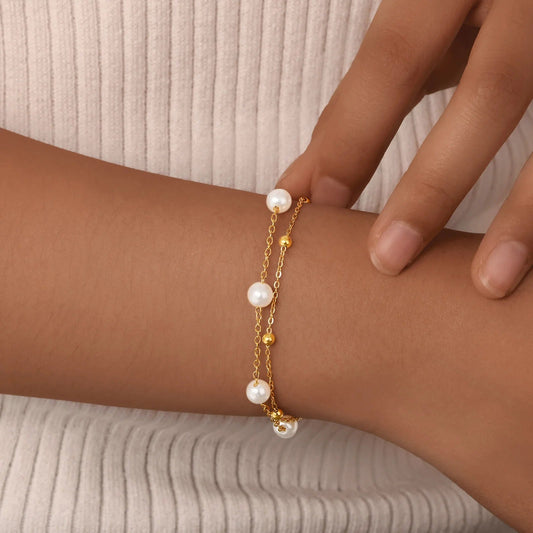 Bracciale a doppio strato con perle