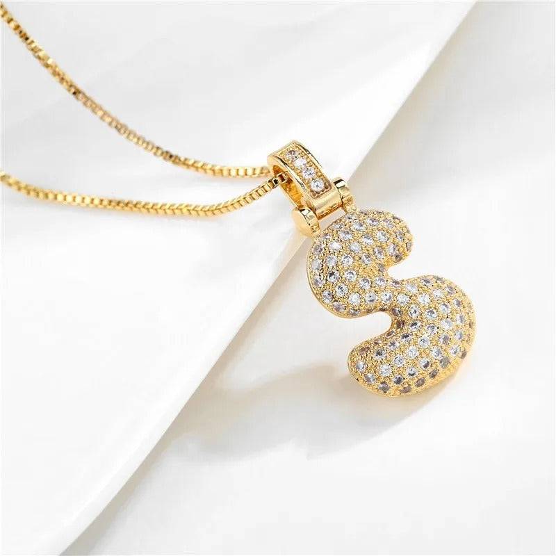 Collana con iniziale Diamond Bubble