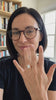 Woman showing the Radiant-Cut Solitaire Ring