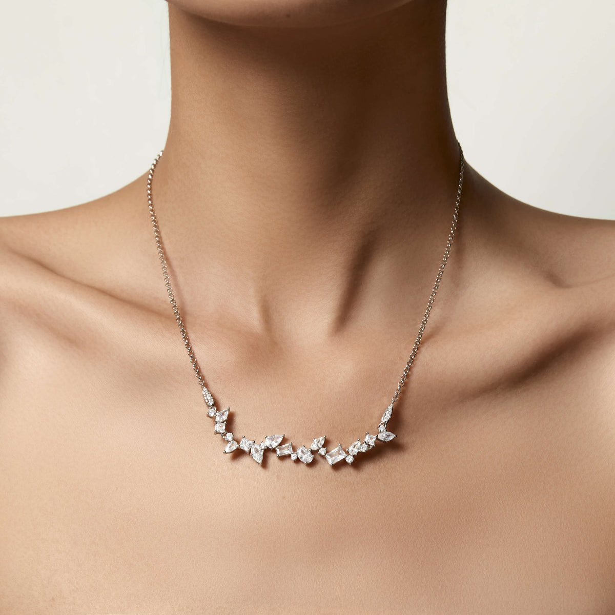 Wide Scattered Crystal Necklace